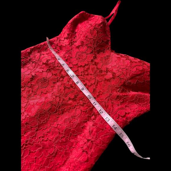 GUESS Bright Red Women's Bodycon Lace W/Flounced Tiered Hem Size 8 - Picture 8 of 16